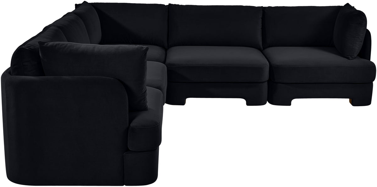 Hammond - Velvet Performance Fabric Upholstered 5 Piece Corner Sectional