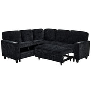 L-Shaped Sofa With Pull Out Sofa Bed With USB