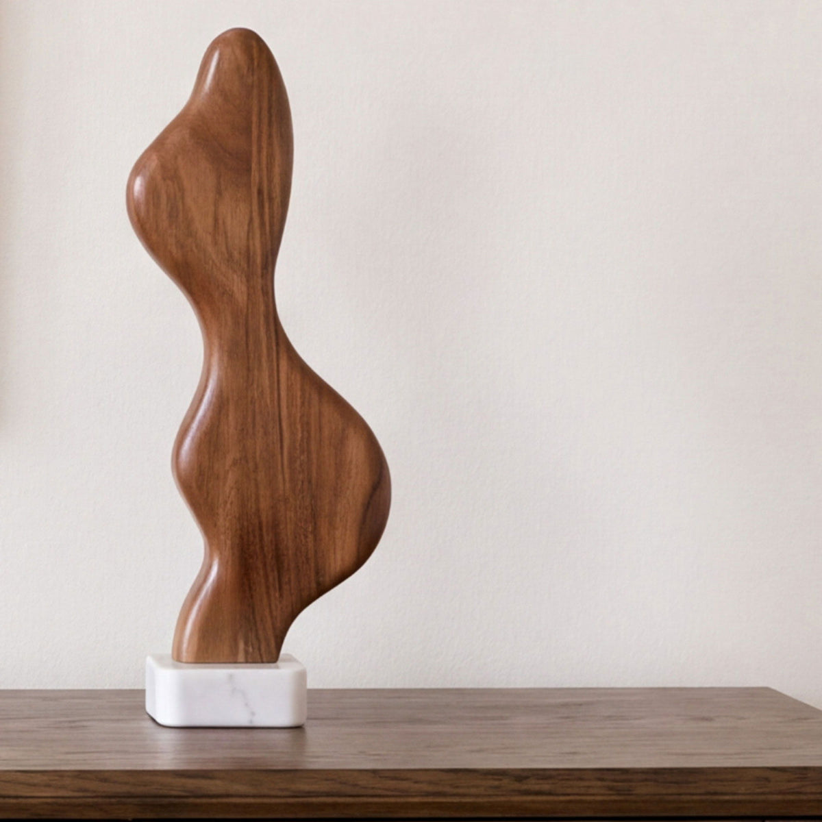 Eon - Wood And Marble Sculpture 2 - Brown