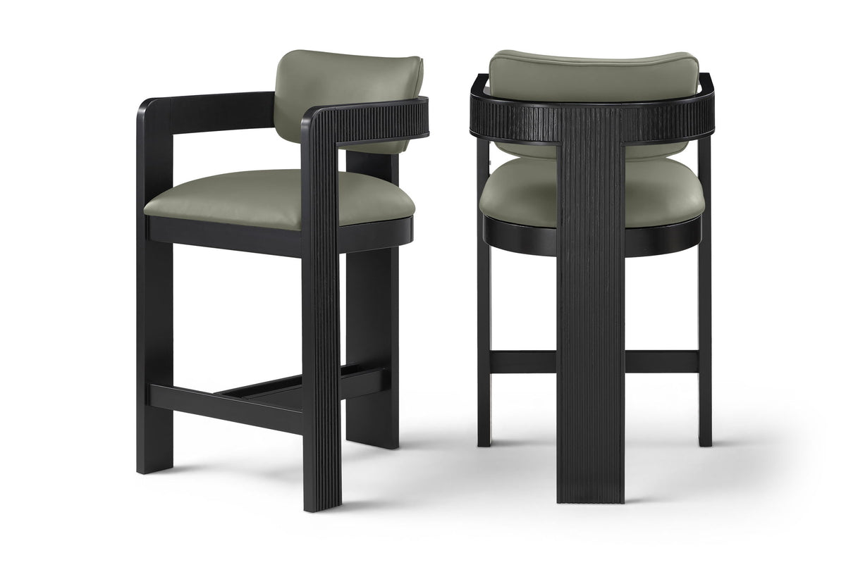 Sacha - Vegan Leather Upholstered Counter Stool With Black Base