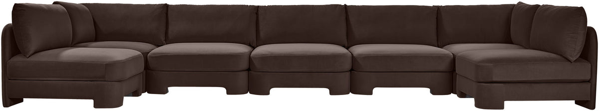 Hammond - Velvet Performance Fabric Upholstered 7 Piece U-Shaped Armless Sectional