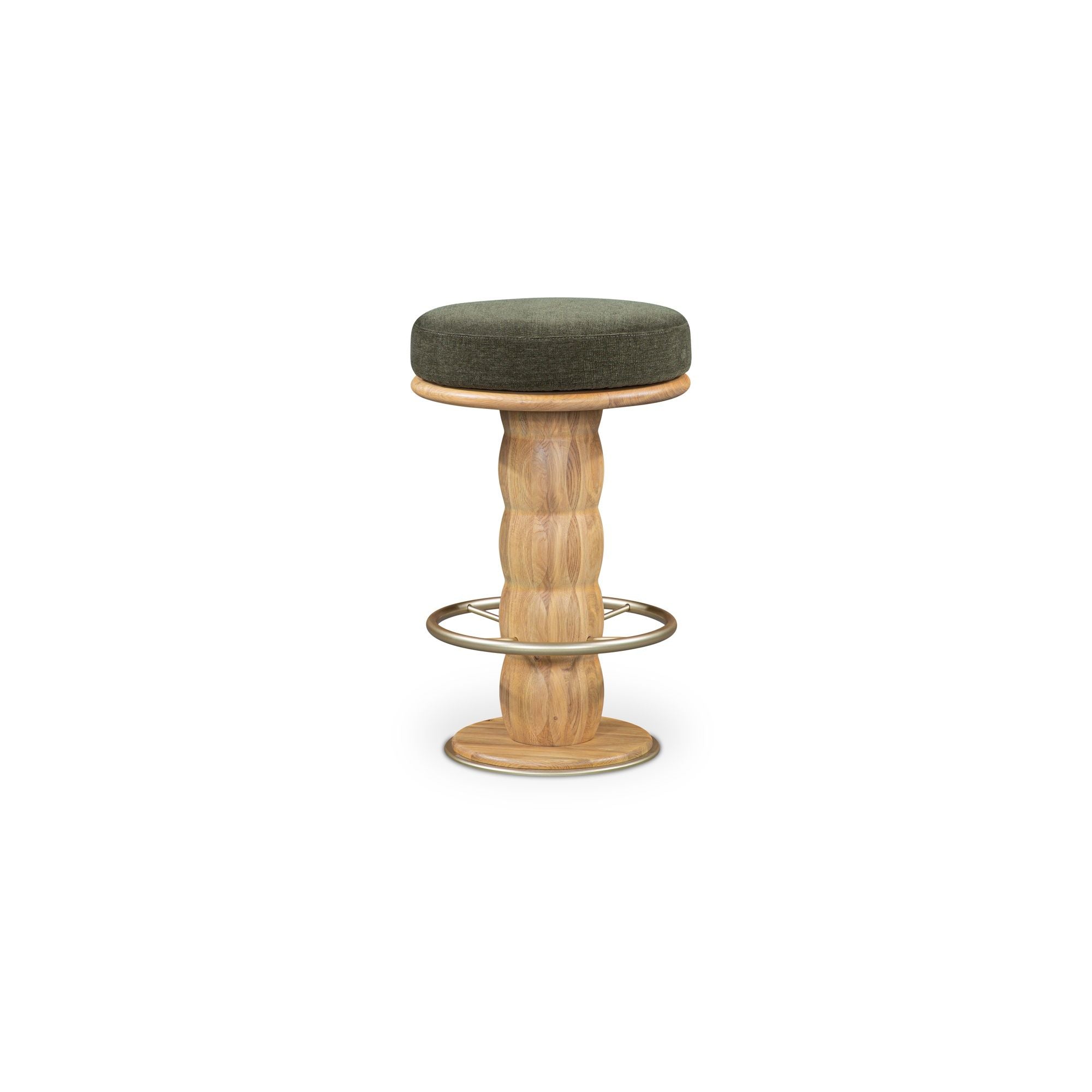 Nio - Swivel Counter Stool - Dark Green / Light Brown