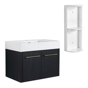 Modern Wall Mounted Bathroom Vanity With Left Sink And Storage Rack