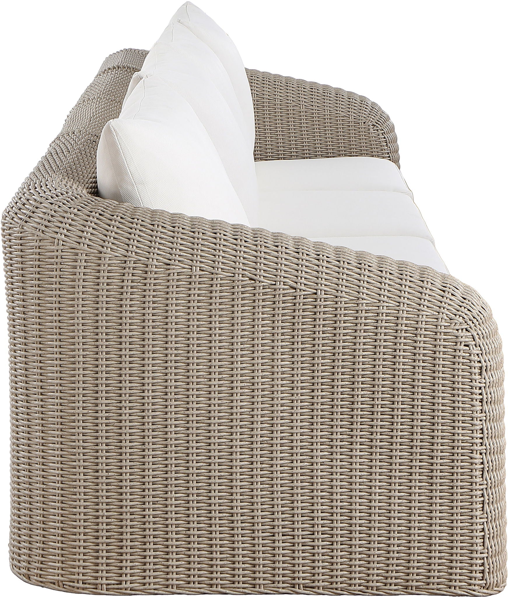 Seacrest - Olefin Water Resistant Fabric And Wicker 4 Piece Outdoor Patio Modular Sofa