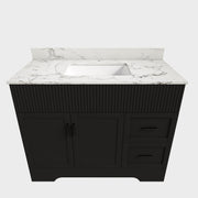Bathroom Vanity Set, Fluted Cabinet, Soft Close Doors With Drawers, Single Faucet Hole, Sink Included - Black