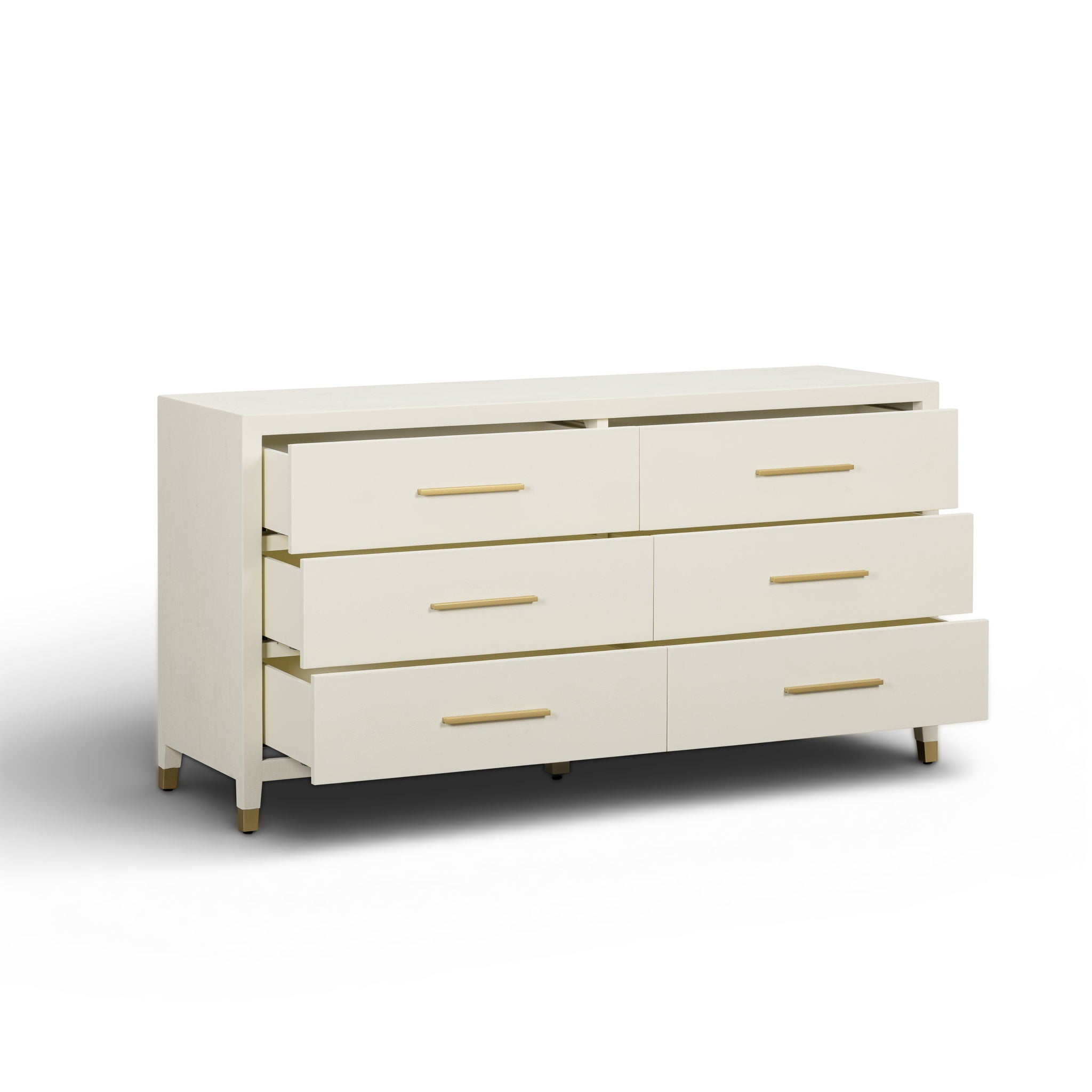 Dani - Faux Shagreen 6-Drawer Dresser - Cream
