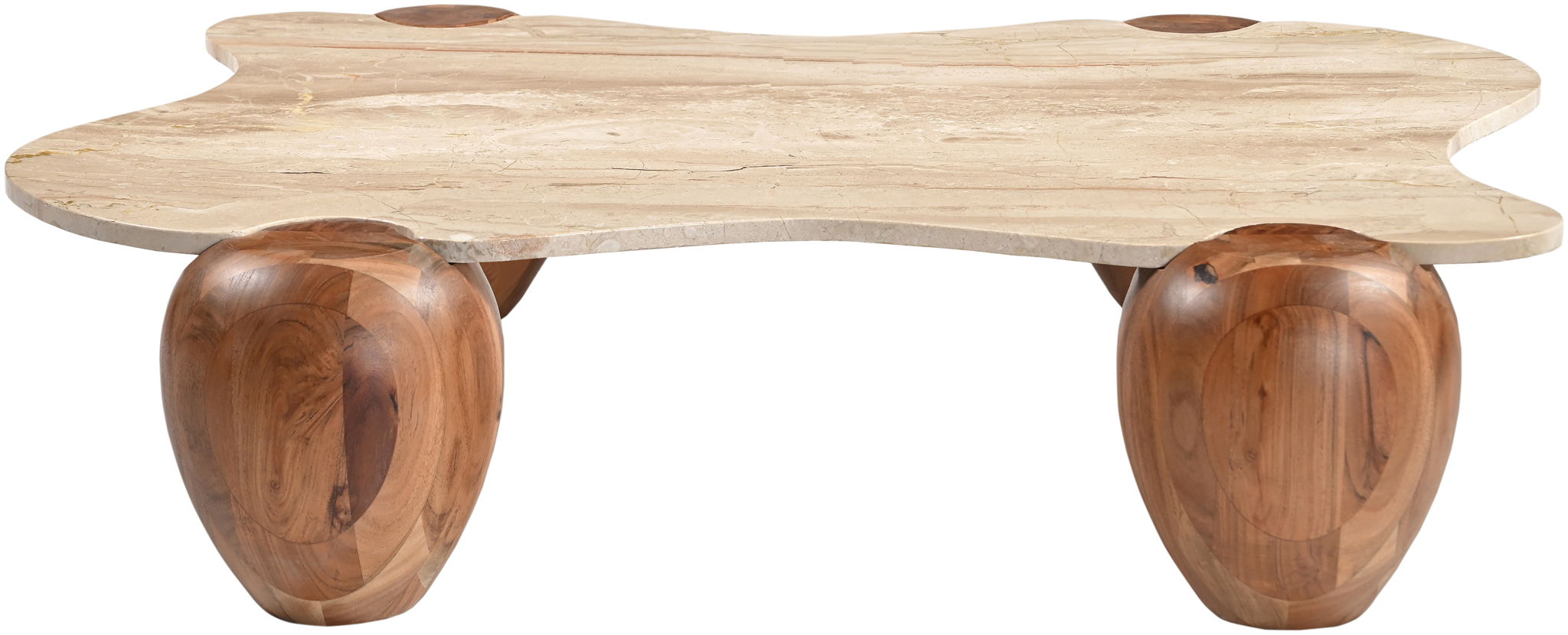 Liona - Marble And Acacia Wood Coffee Table