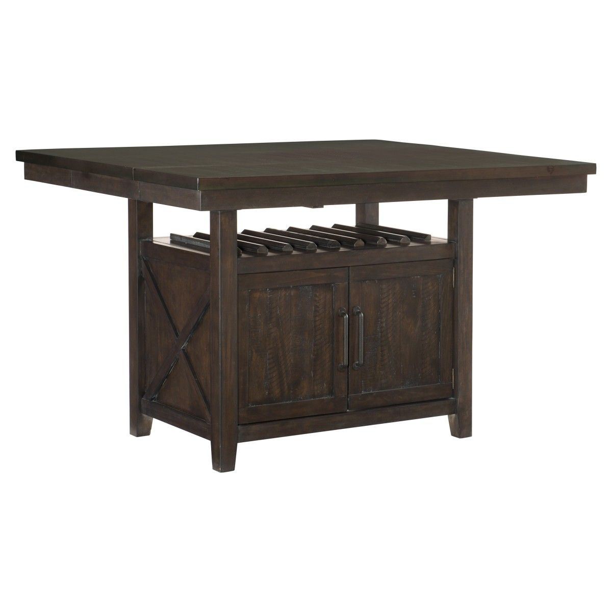 Oxton - Counter Height Table With Storage Base - Brown