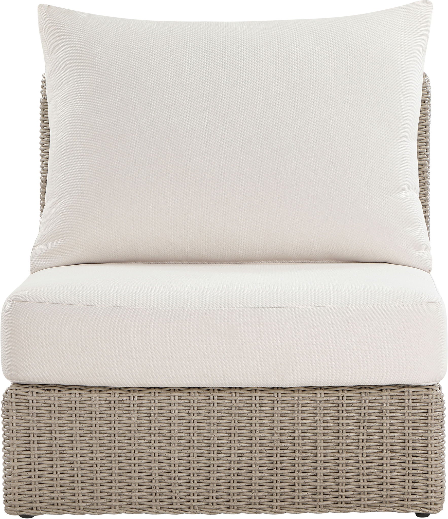 Seacrest - Olefin Water Resistant Fabric And Wicker Outdoor Patio Armless Chair