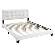 Modern Style Bed With Upholstered Rectangle Headboard
