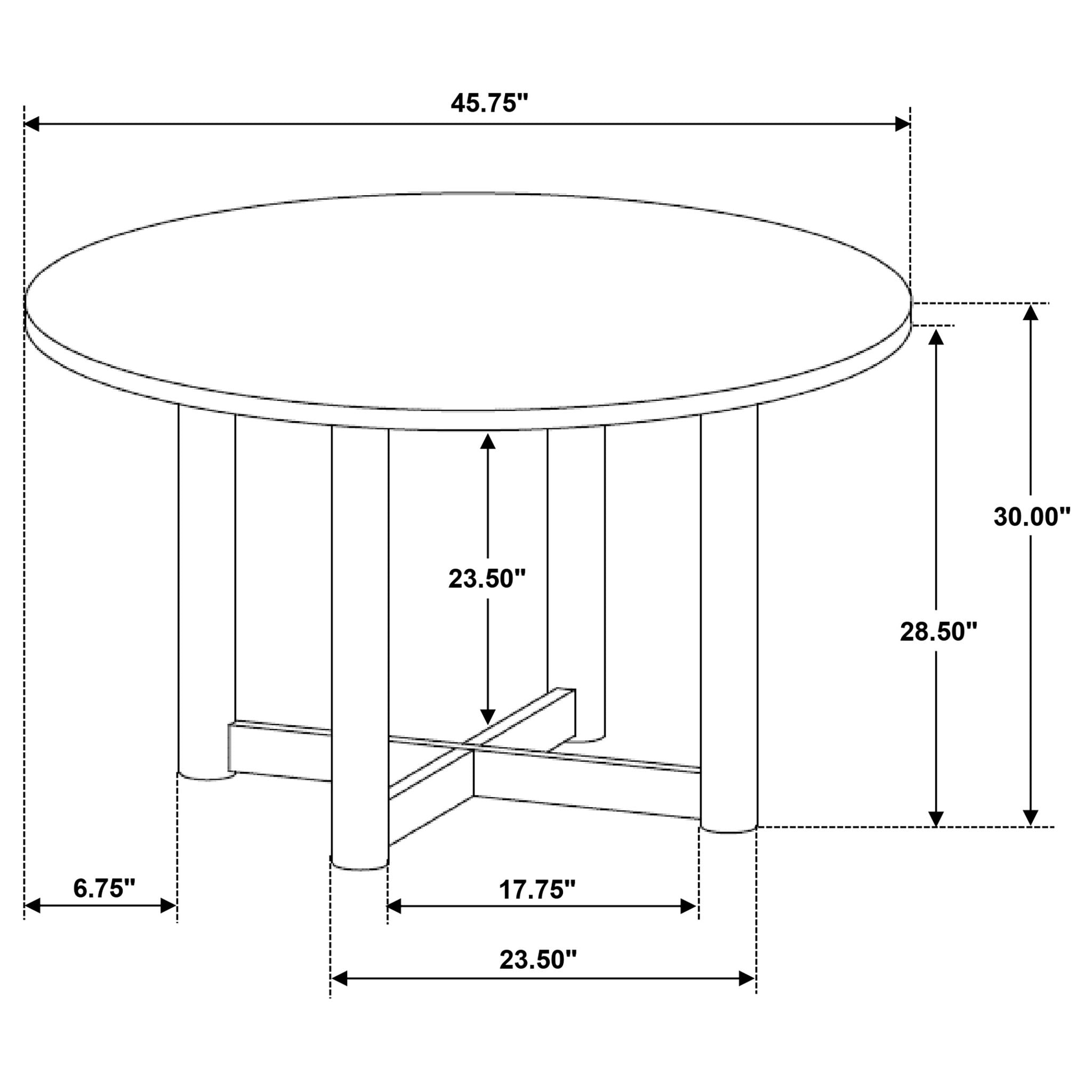 Graham - 5 Piece Round Dining Table Set - Walnut