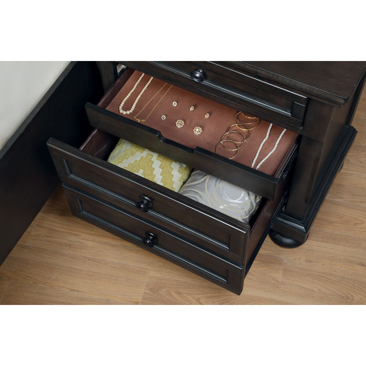 Begonia - Nightstand With Hidden Drawer - Grayish Brown