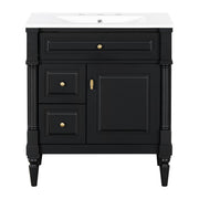 Modern Bathroom Vanity With Sink, Freestanding Cabinet With Flip Drawer & Adjustable Shelf