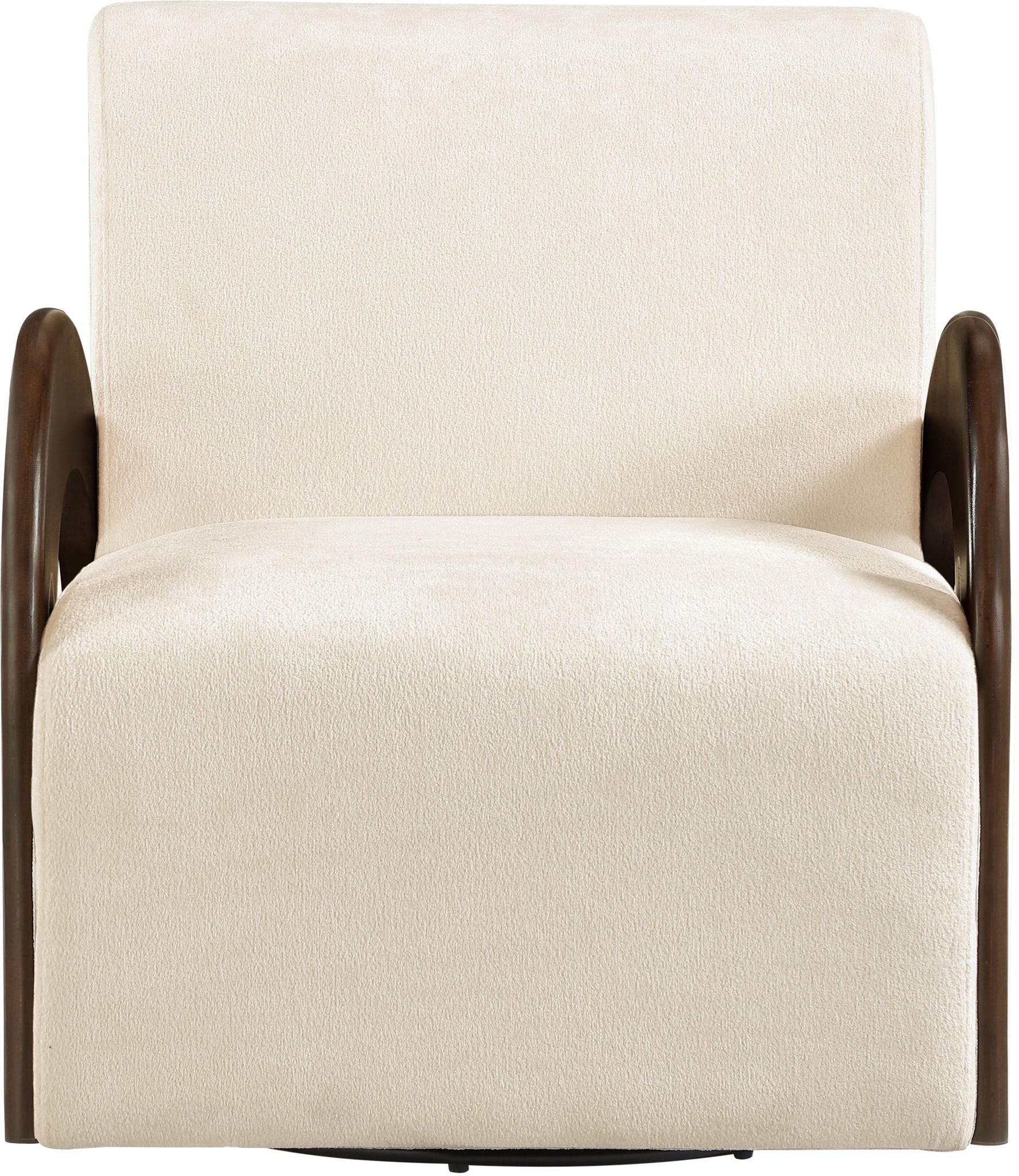 Neria - Chenille Fabric Upholstered Swivel Accent Chair - Painted Brown Base