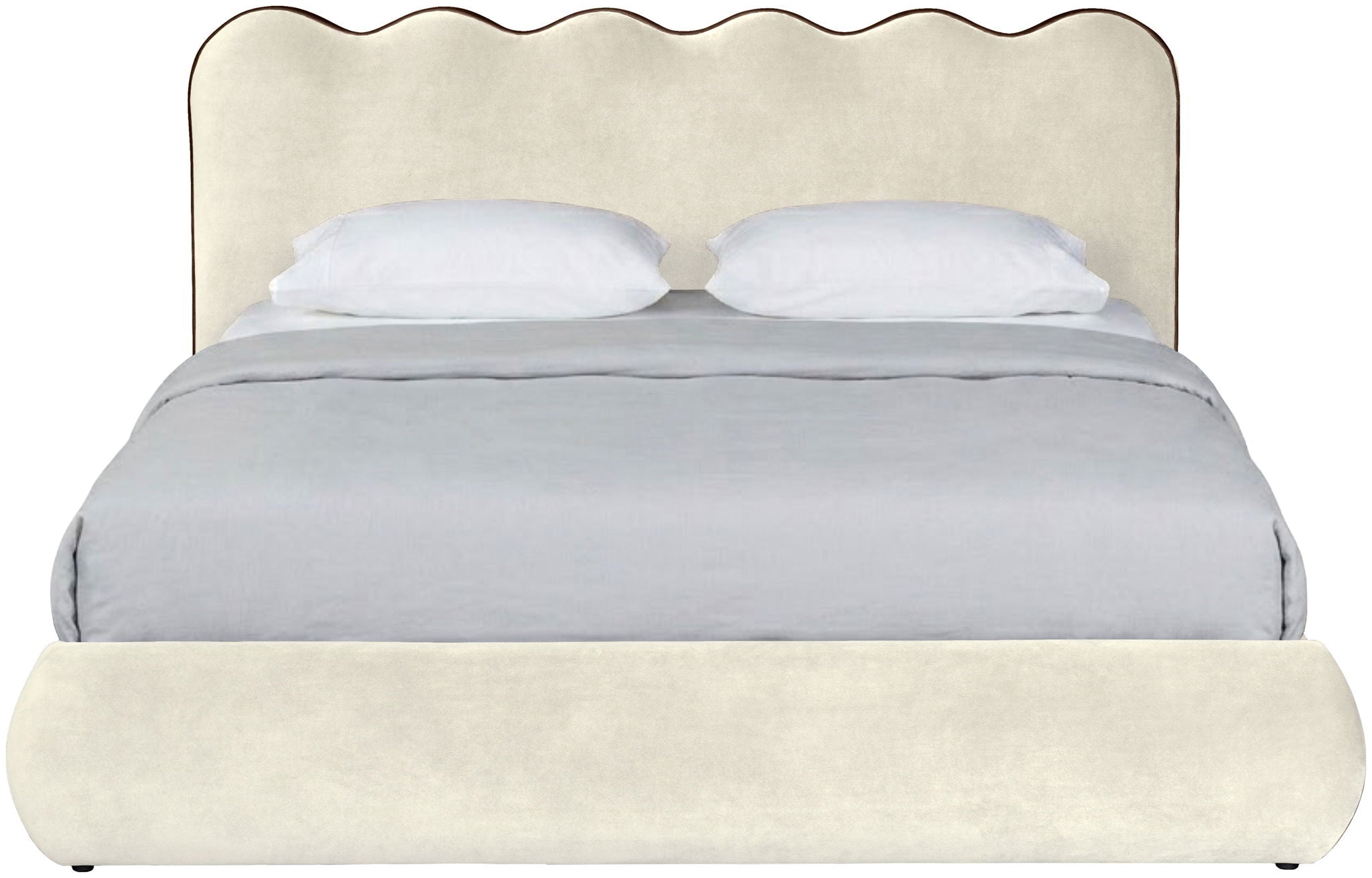 Tempo - Velvet Upholstered Bed - Cream