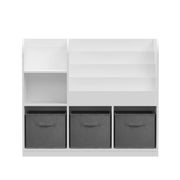 Bookcase And Bookshelf With 3 Collapsible Drawers, Multifunctional Display Stand