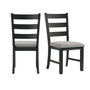 Martin - Dining Side Chair With Gray Fabric (Set of 2) - Black Finish