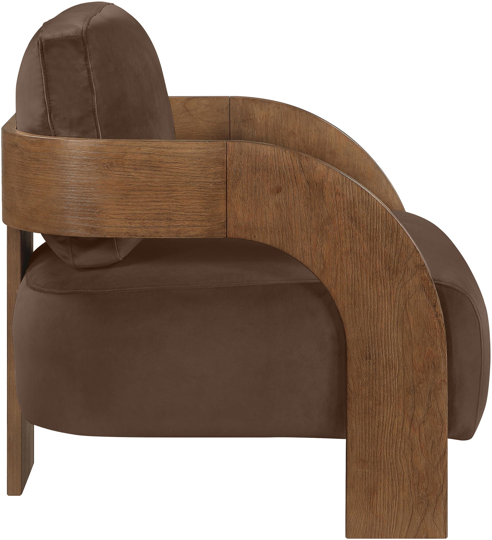Cedra - Velvet Performance Fabric Upholstered Accent Chair - Brown Frame