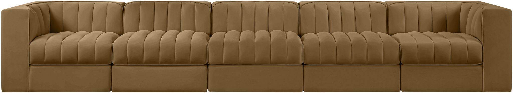 Rummi - Velvet Performance Fabric Upholstered 5 Piece Modular Sofa