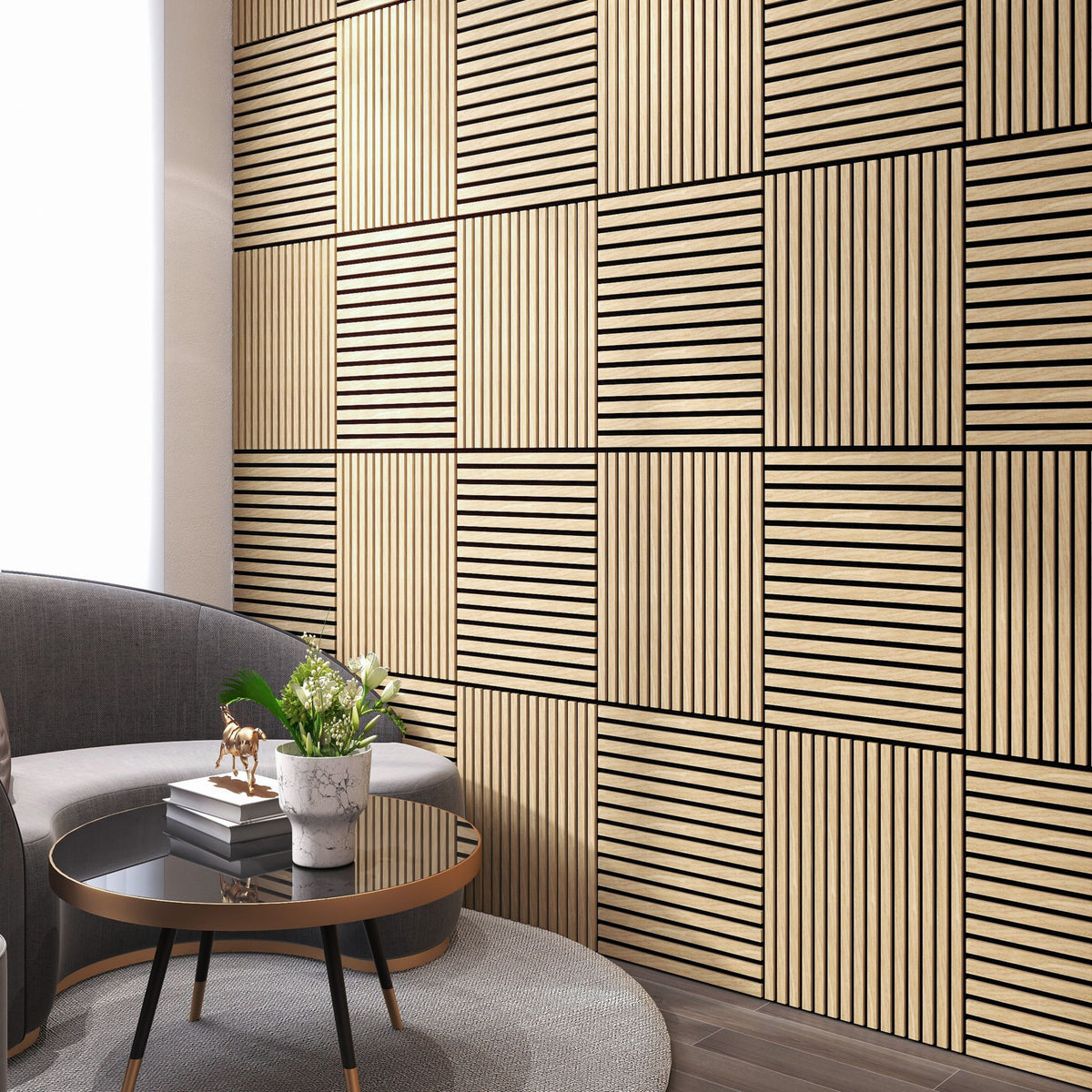 Acoustic Panels With Strip Design, Sound Absorbing Wall & Ceiling Panels