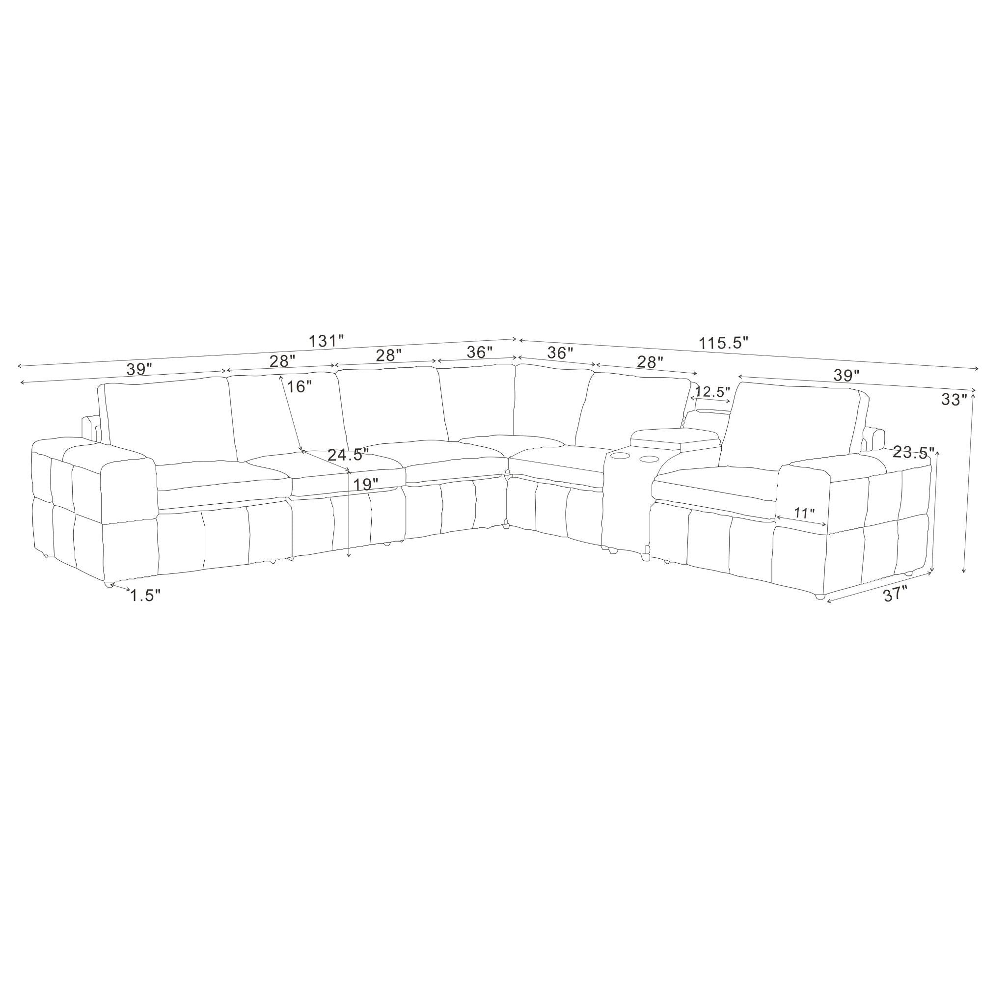 Modular Sectional With Large Square Arms