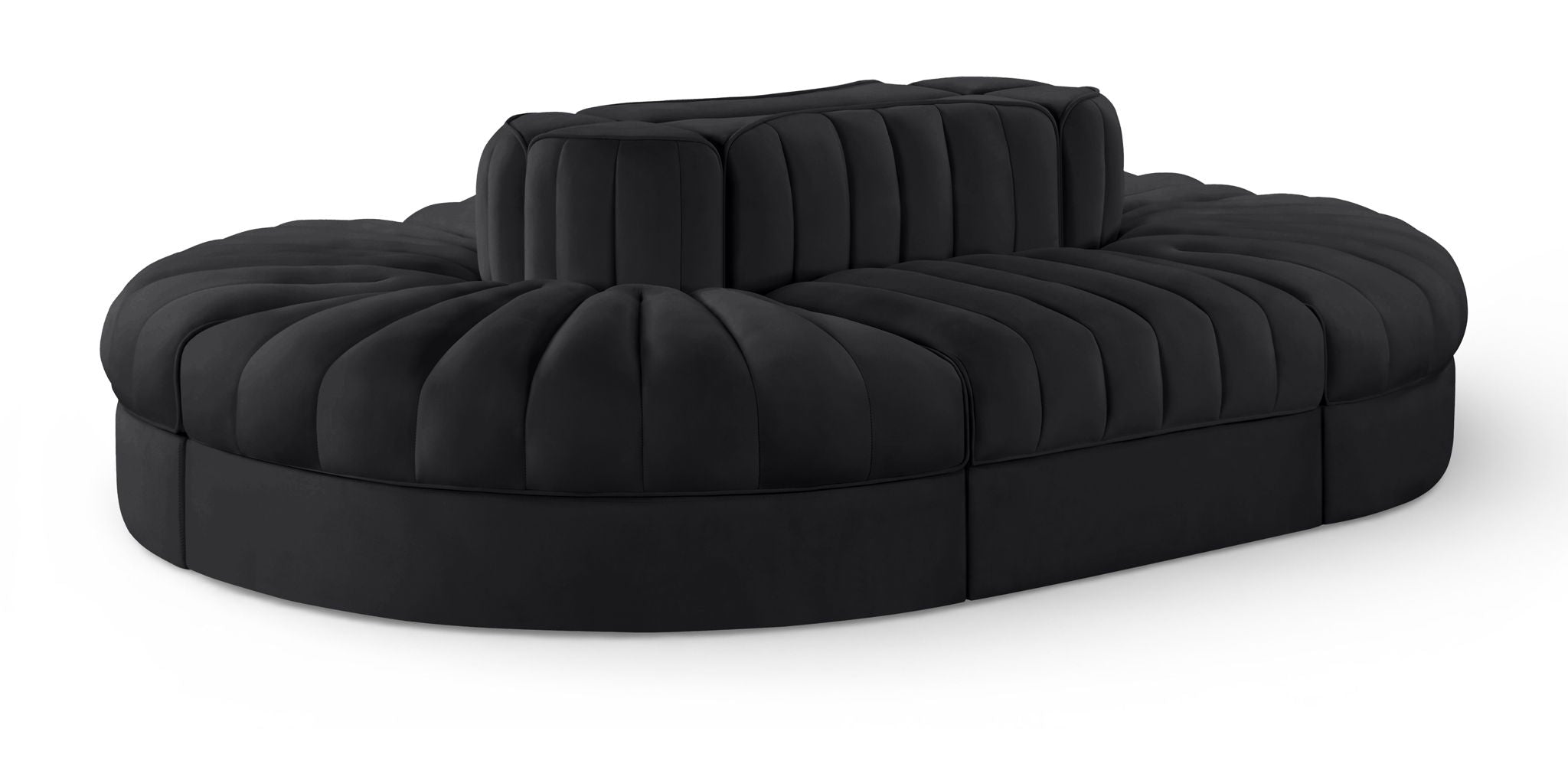 Rummi - Oval Velvet Performance Fabric Upholstered 6 Piece Modular Sectional