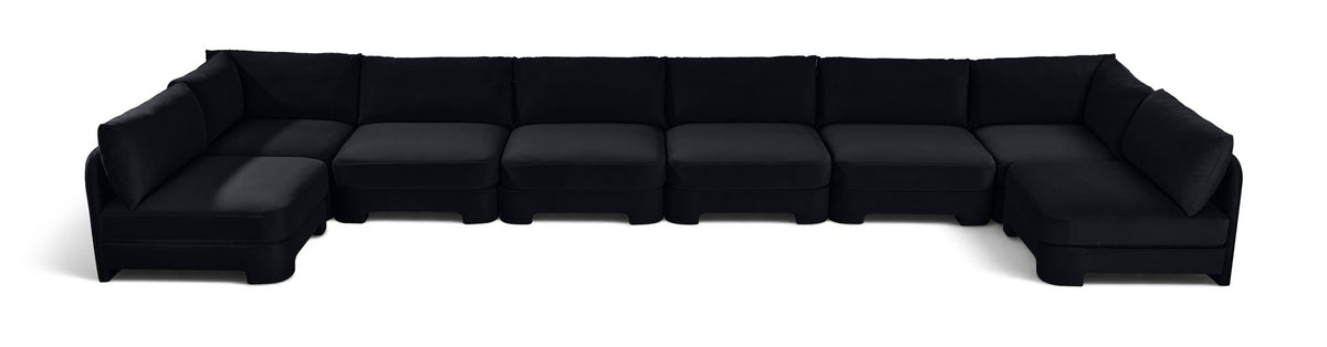 Hammond - Velvet Performance Fabric Upholstered 8 Piece U-Shaped Armless Sectional - Beige