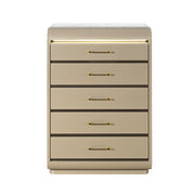 Gigi - Chest With LED Lights Chest, 5 Drawers, LED Lighting, Rounded Edges - Gold
