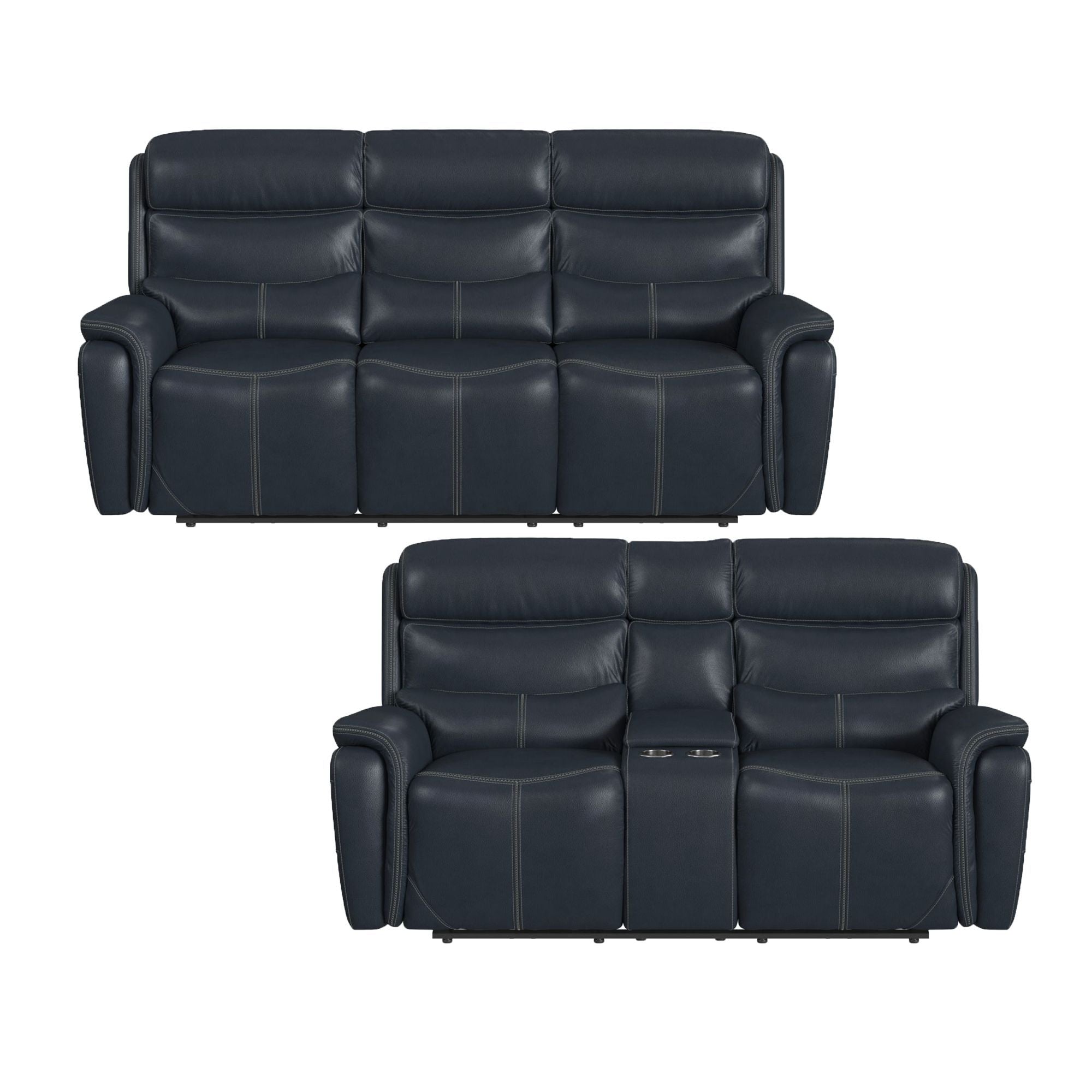 Aruba - 2 Piece Living Room Set (Sofa & Loveseat) - Pebble Navy