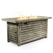 Propane Gas Fire Pit Table, 50000 Btu, Rectangular For Outside - Light Beige