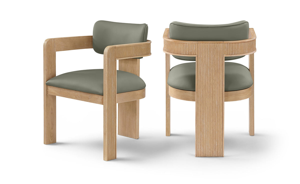 Sacha - Vegan Leather Upholstered Dining Chair With Natural Base (Set of 2)