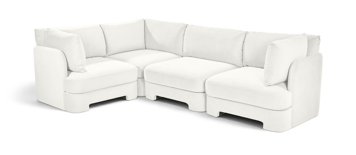 Hammond - Velvet Performance Fabric Upholstered 4 Piece Sectional