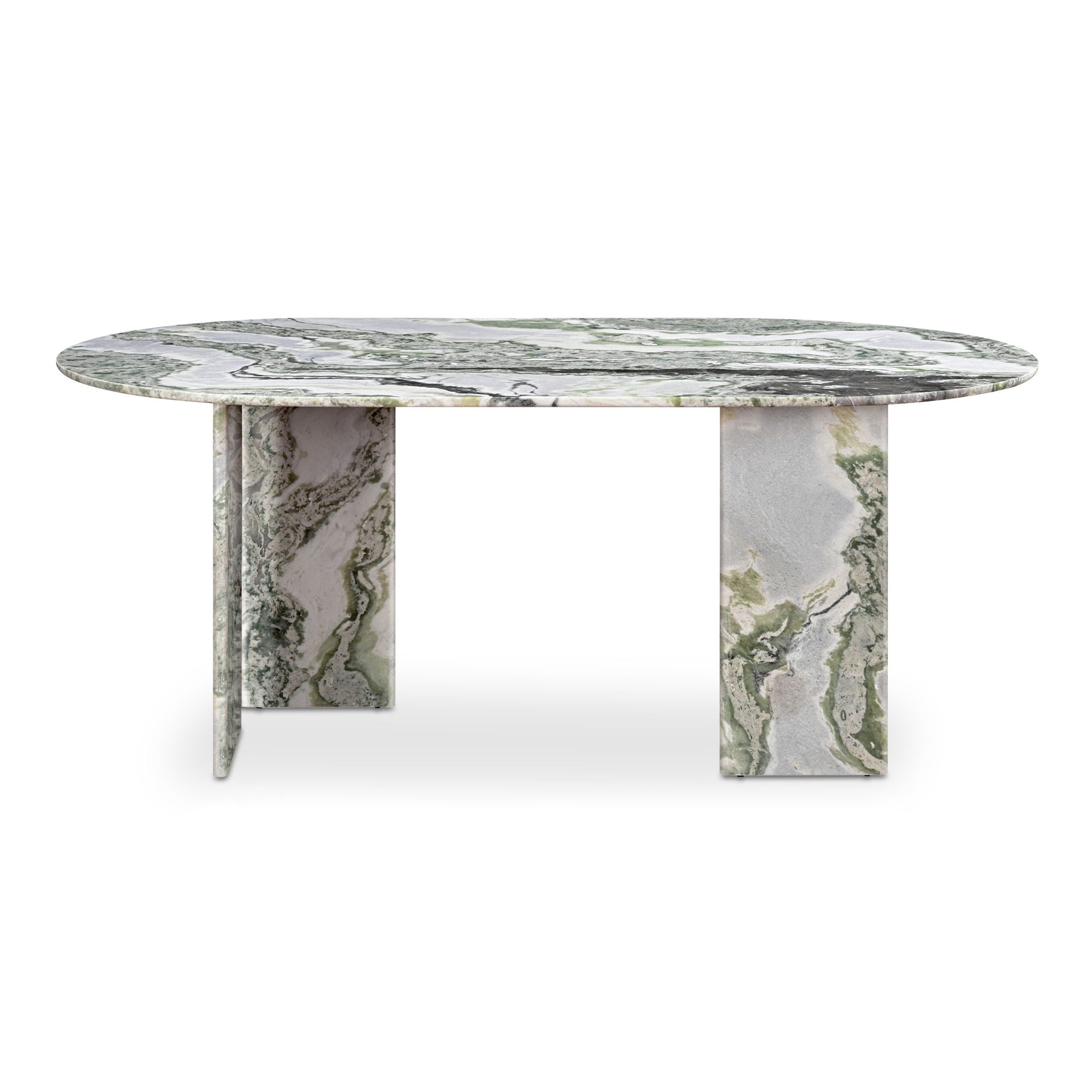 Celia - Oval Dining Table - Green / Onyx Marble