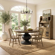 Heritage - 5 Piece Standard Height Dining Set (Round Table And Four Oak Brown Chairs) - Oak Brown And Black