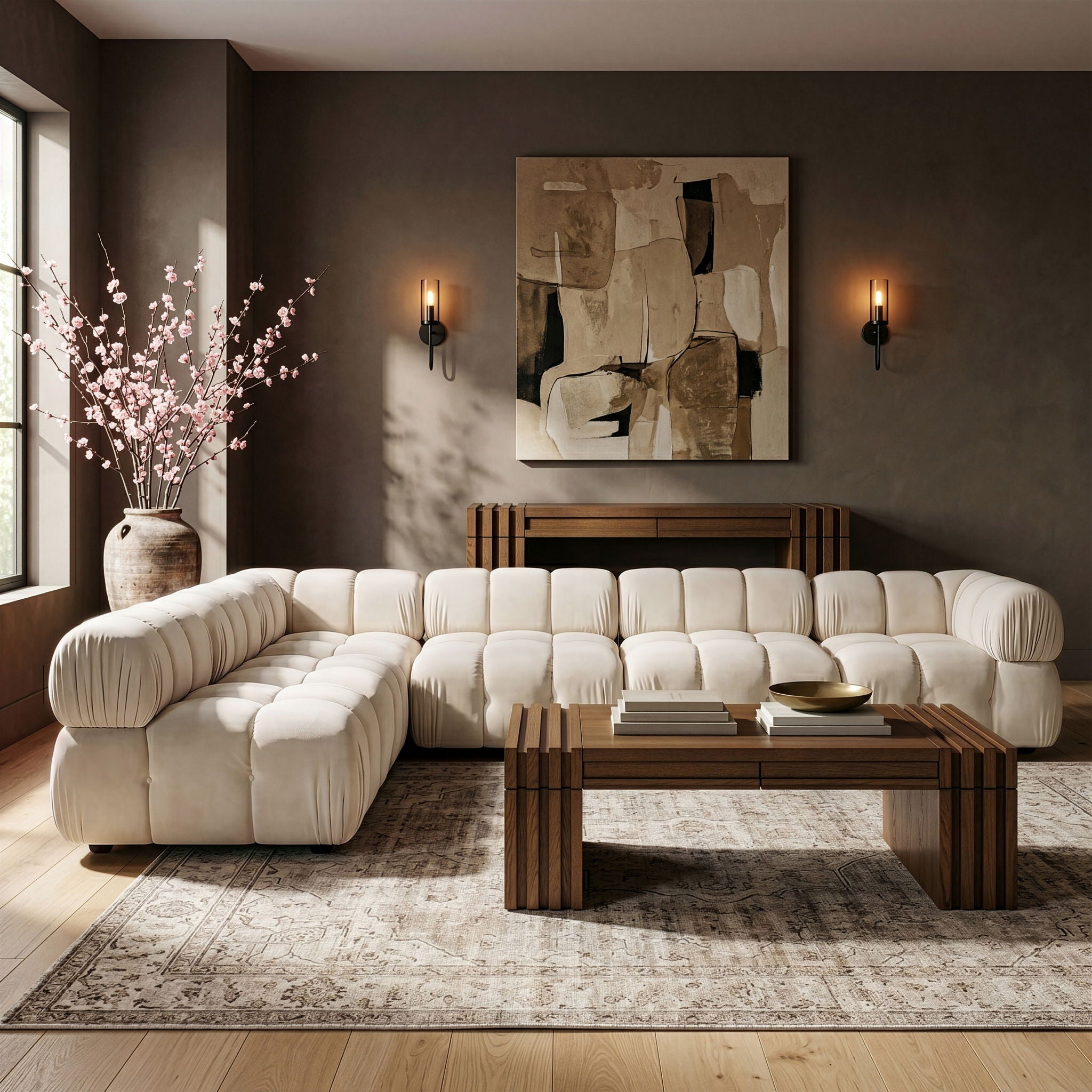 Orin - Velvet 6 Piece Modular L-Shaped Sectional