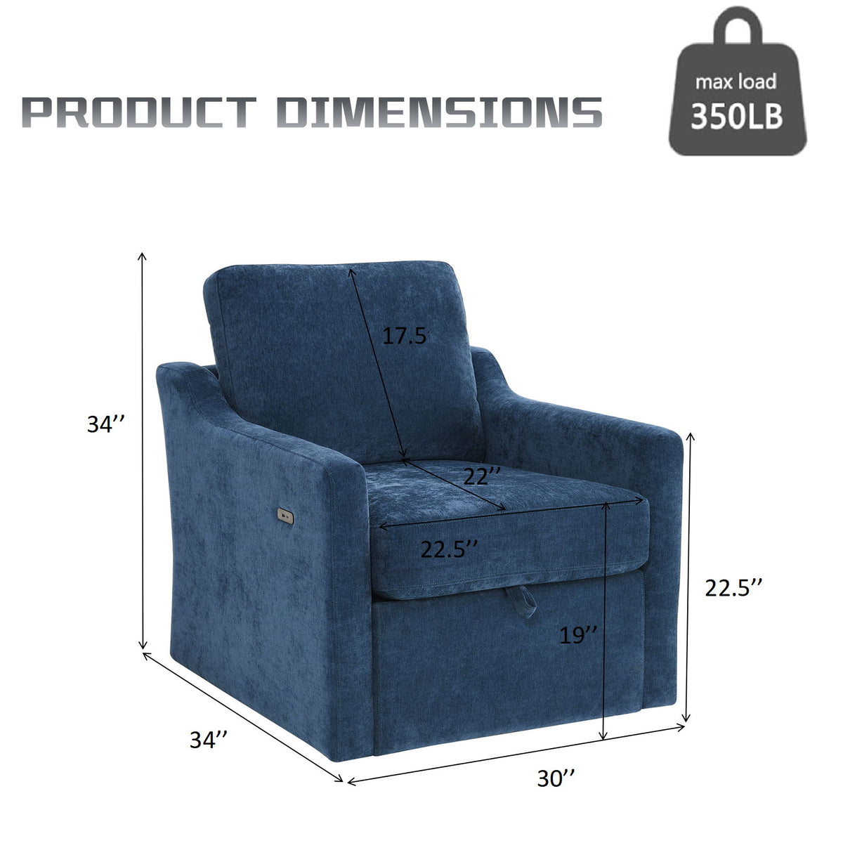 Swivel Arm Chair With Soft, Comfy Accent Chair For Living Room
