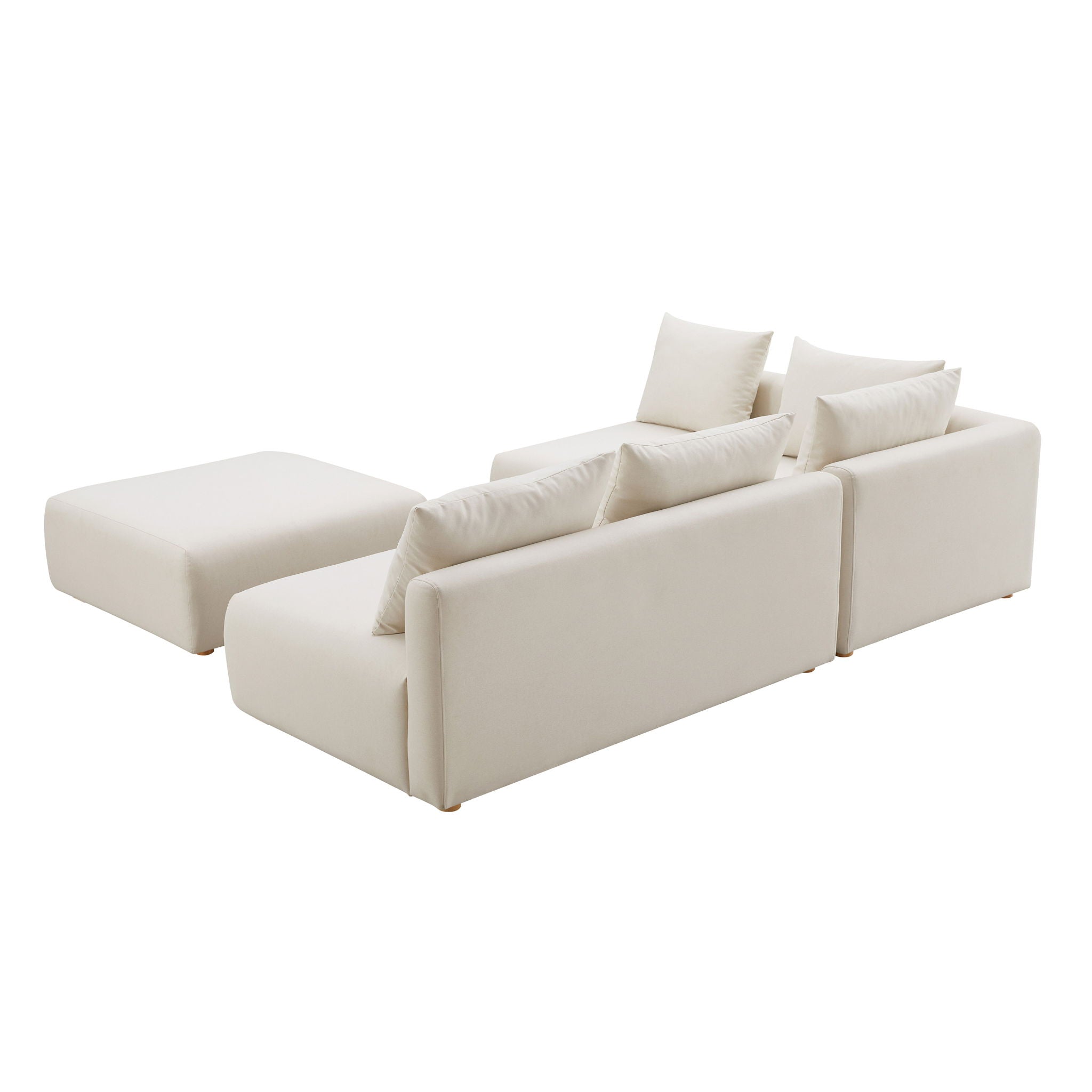 Hangover - 4-Piece Linen Modular Chaise Sectional - Cream
