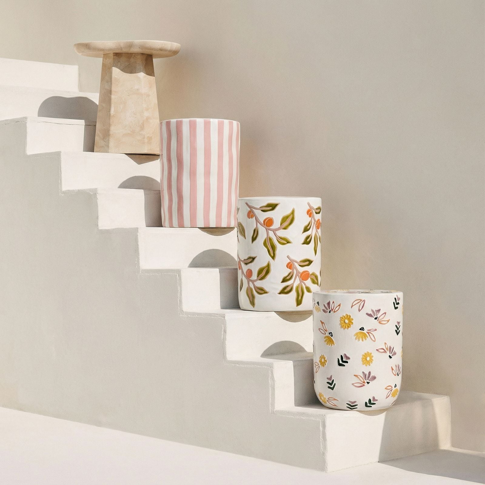 Zaya - Faux Marble Side Table - Rose