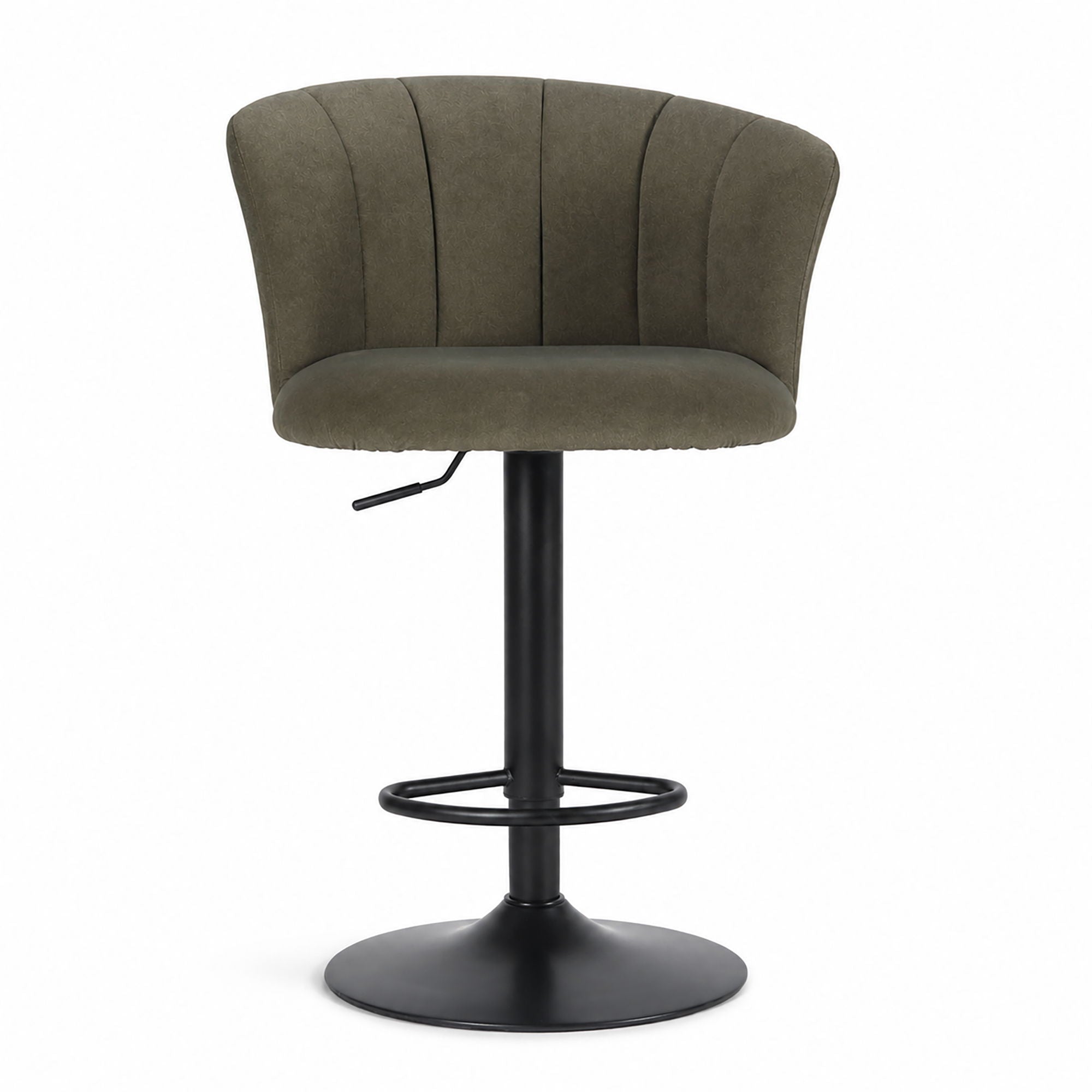Swivel Bar Stool With Curved Upholstered Backrest And Footrest - Green
