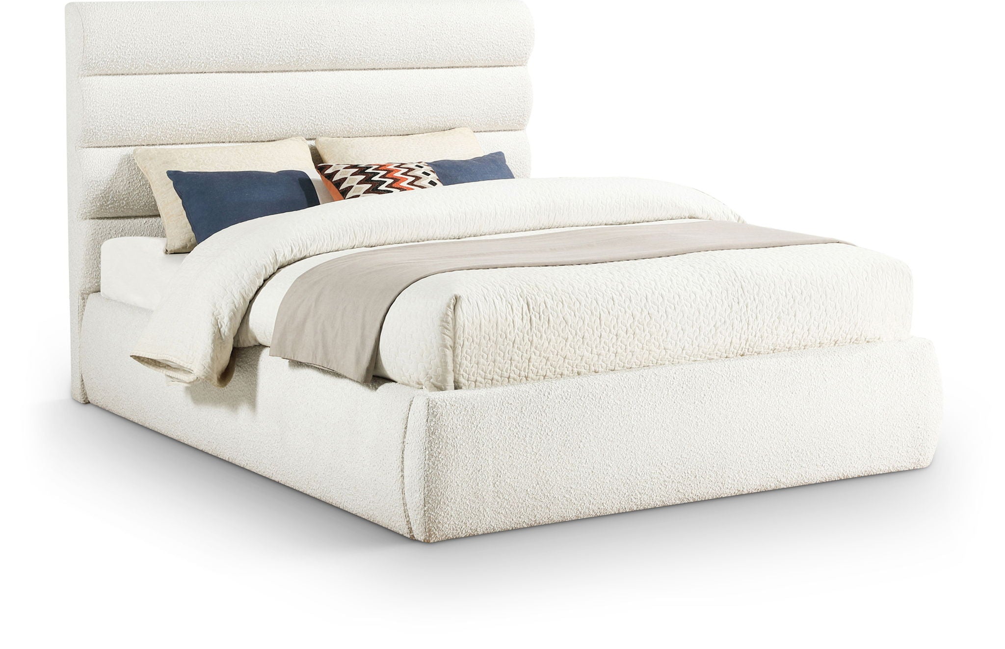 Adam - Boucle Fabric Bed With 52" Headboard