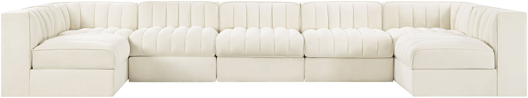 Rummi - Velvet Performance Fabric Upholstered 7 Piece Modular Sectional (With 2 Corner Chairs)