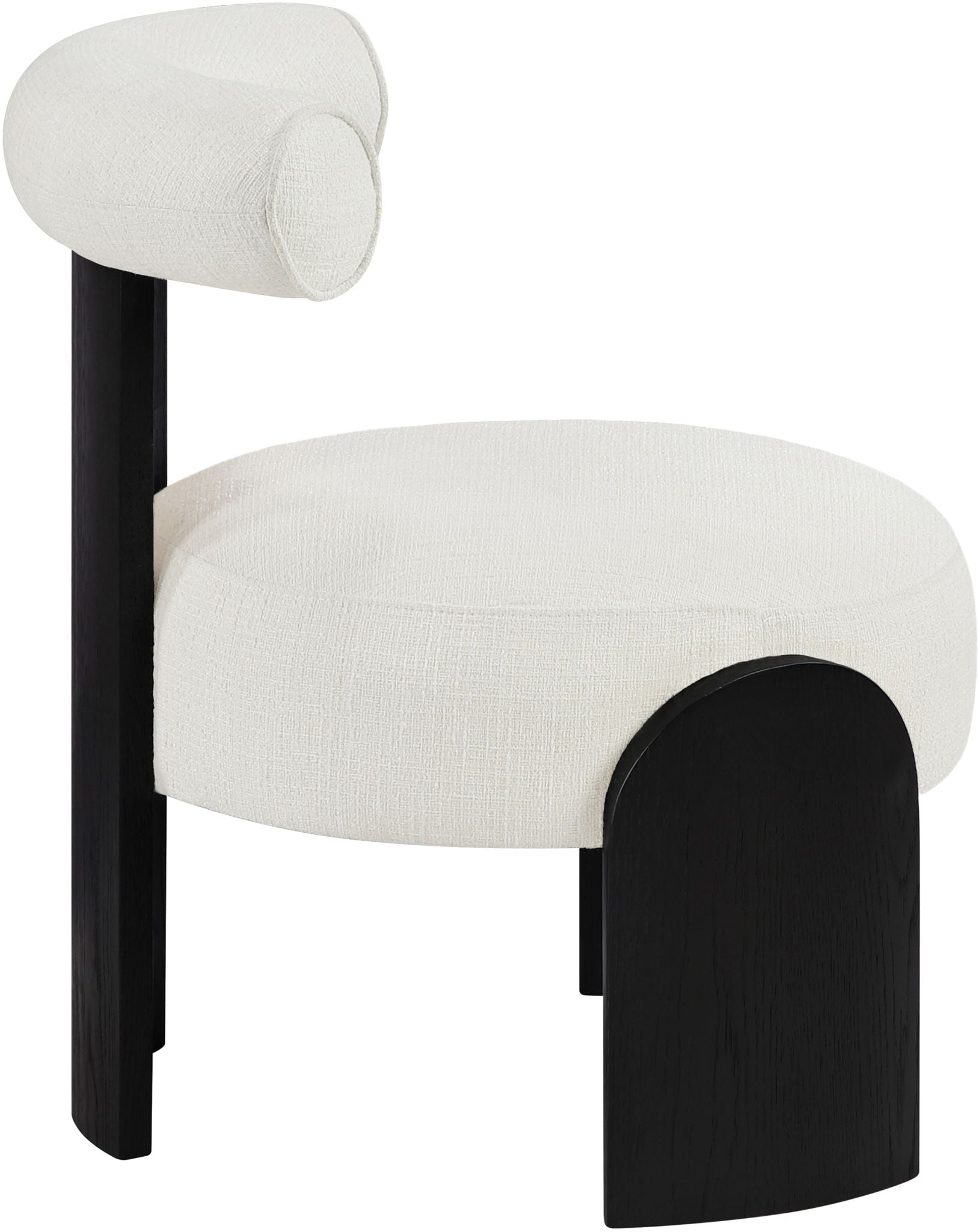 Calder - Linen Textured Fabric Upholstered Accent Chair - Painted Black Base
