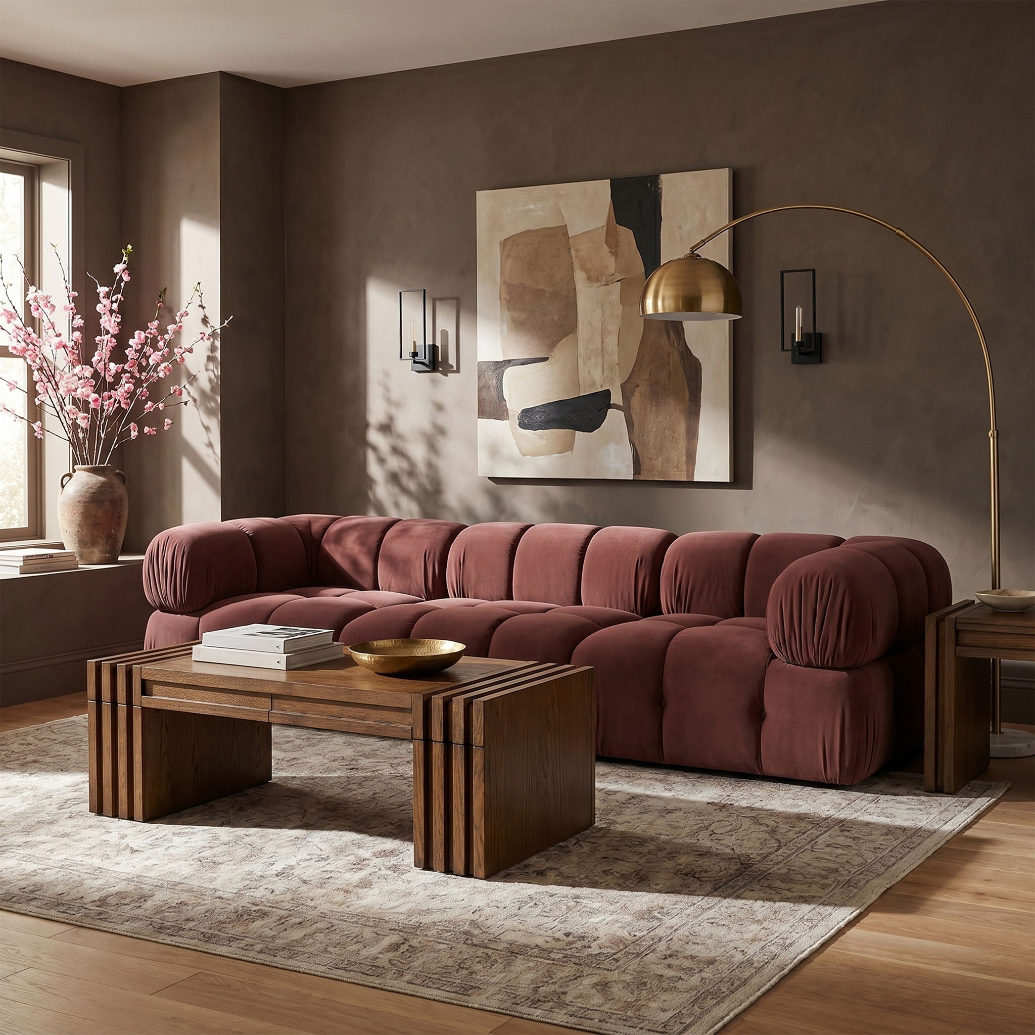 Orin - Velvet Performance Fabric Upholstered 3 Piece Modular Sofa