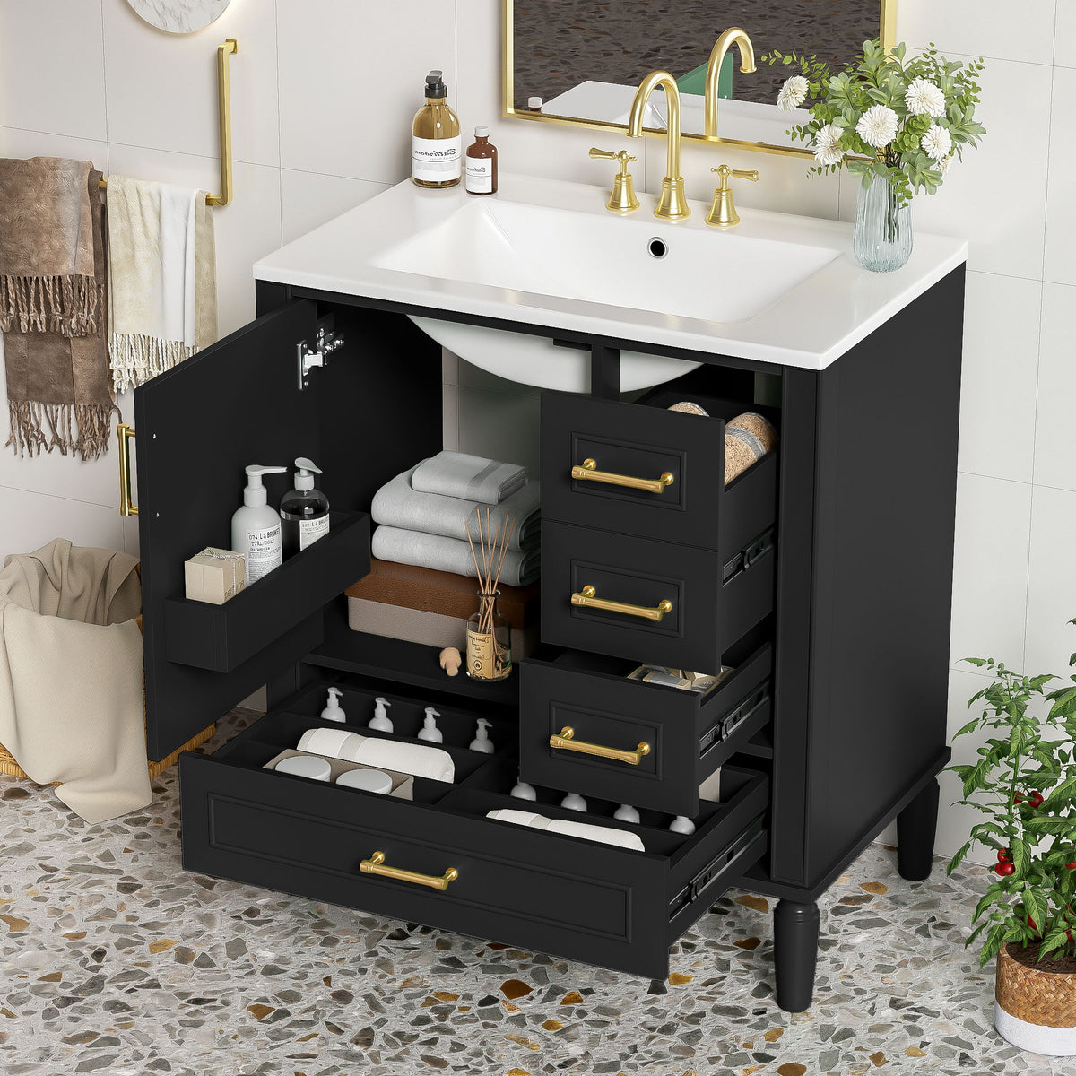 Traditional Bathroom Vanity Set With Soft Close Doors
