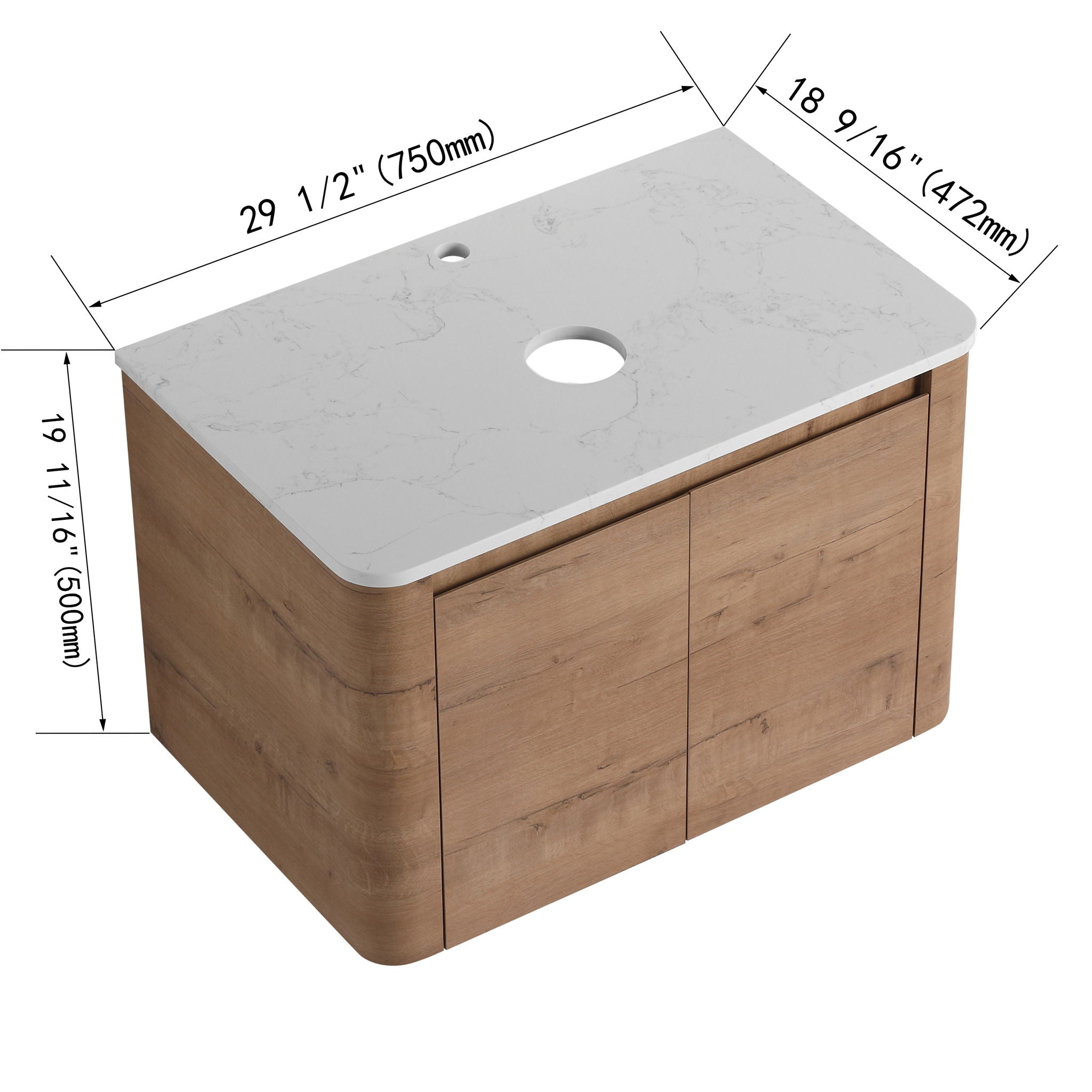 Wall Mounted Bathroom Vanity With Soft Close Door, Excluding Sink