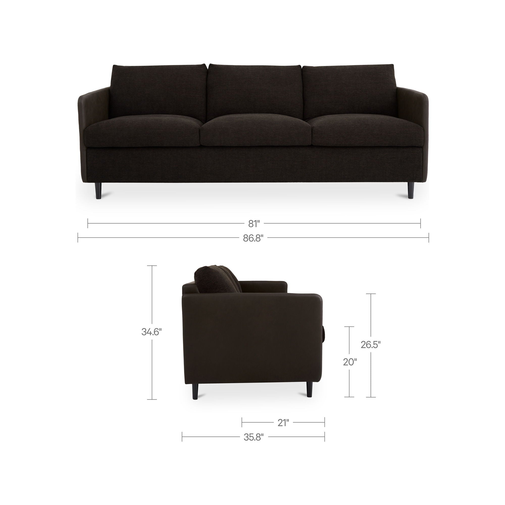 Teller - Sofa - Warm Black