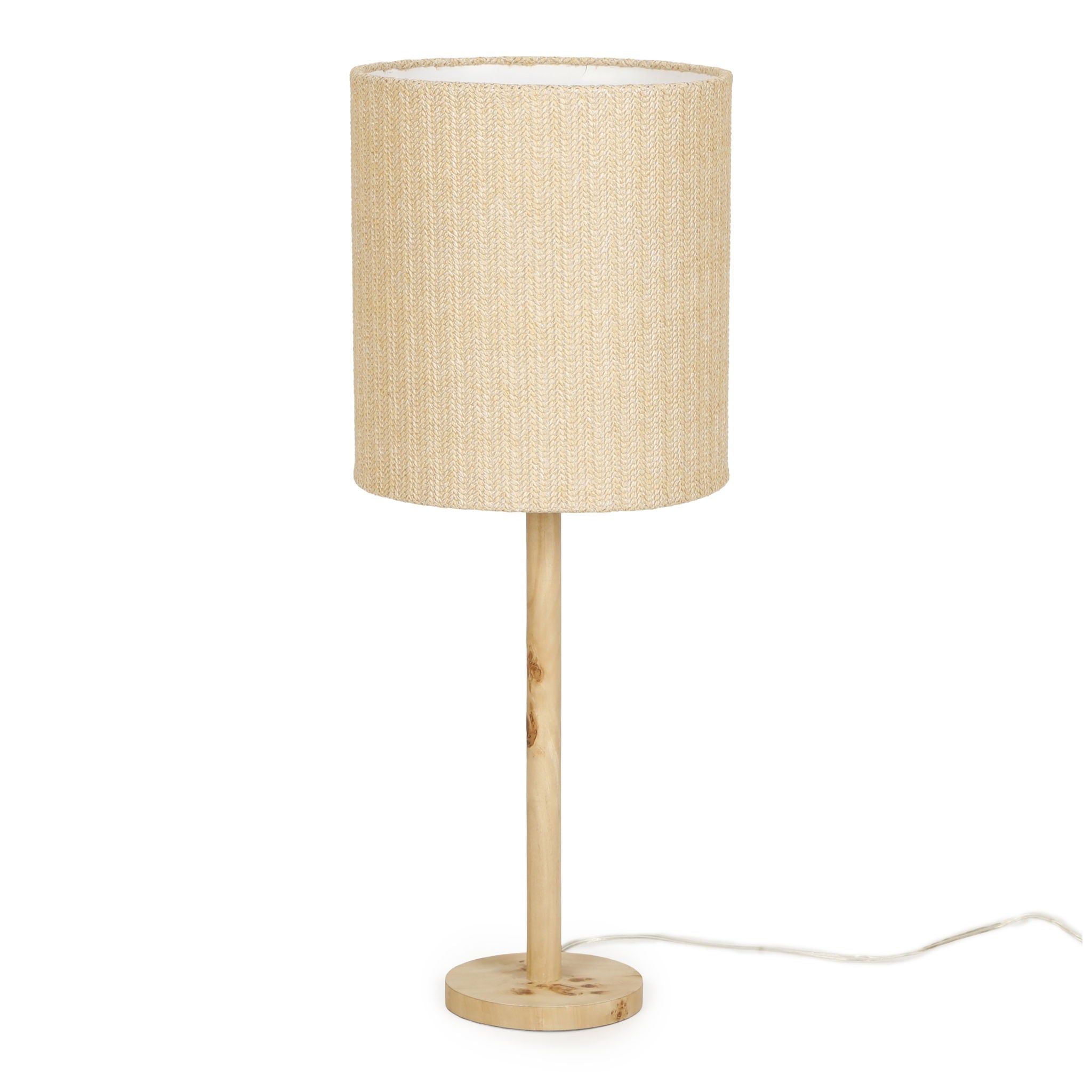 Lamia - Burl and Raffia Designer Table Lamp - Natural