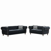 Chesterfield 3 And 2 Seater Upholstery Sofa With Roll Armrest & Nailhead Fabric Couch