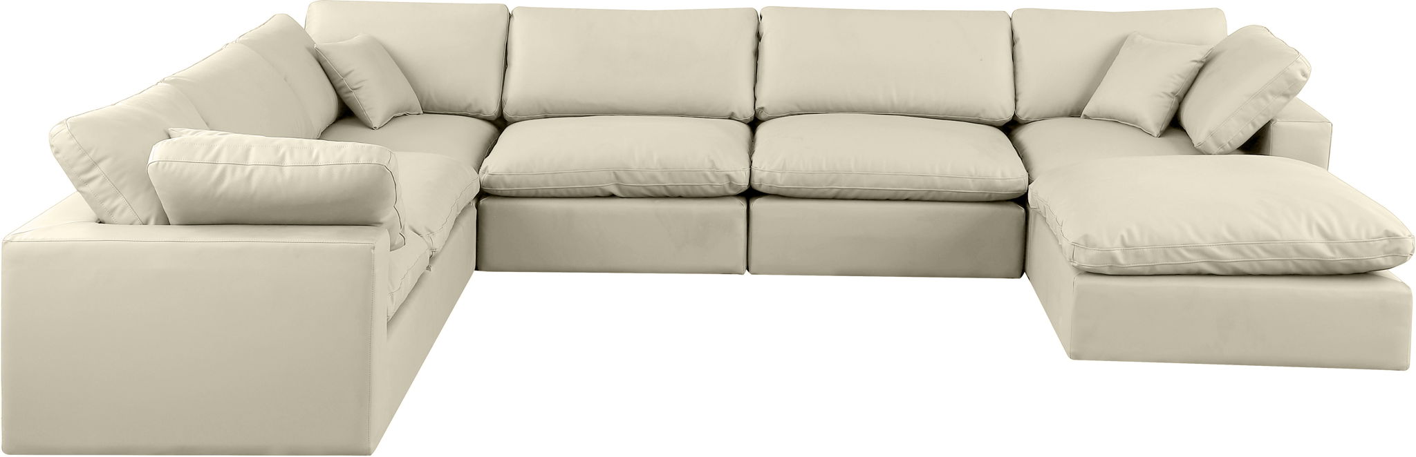 Comfy - 7 Piece Faux Leather Modular Sectional With Chaise