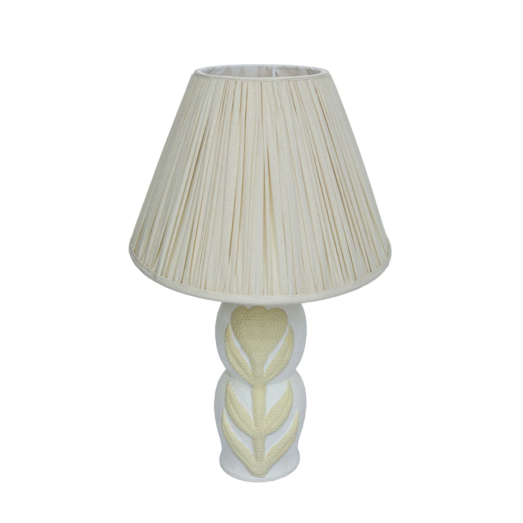 Edith - Curved Papier Mache Flower Pleated Table Lamp - Cream